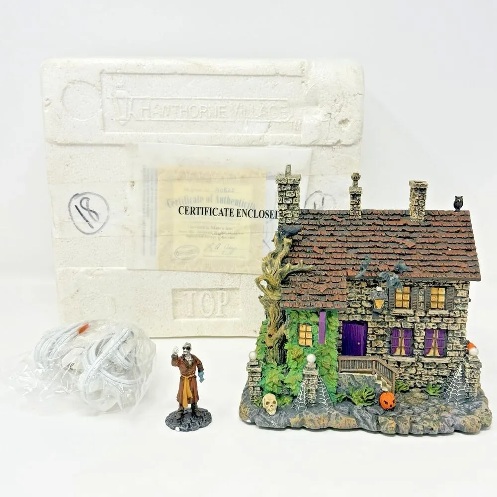 Hawthorne Village Universal Monsters Invisible Man's Inn A1507 2005 Retired COA